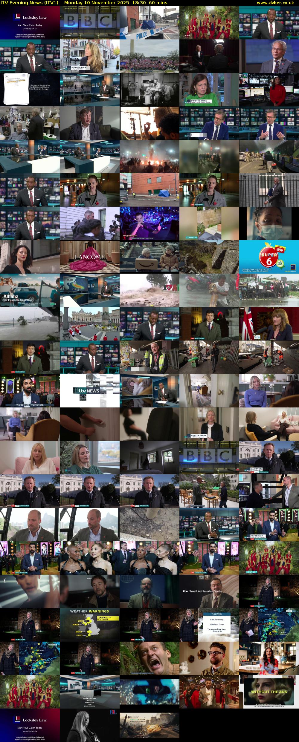 ITV Evening News (ITV1) Monday 10 November 2025 18:30 - 19:30