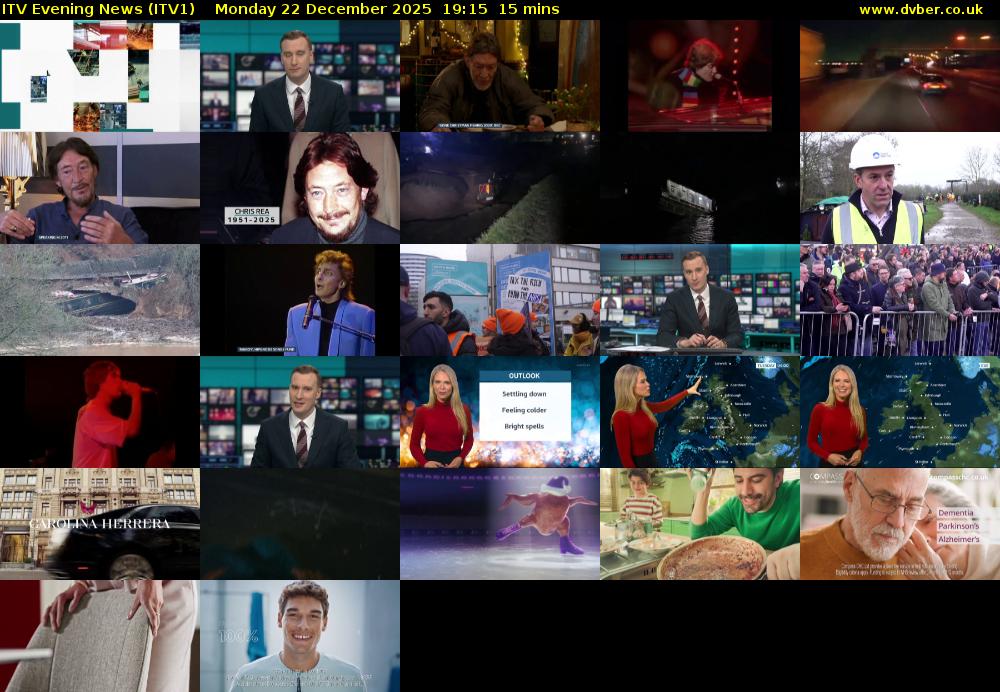 ITV Evening News (ITV1) Monday 22 December 2025 19:15 - 19:30