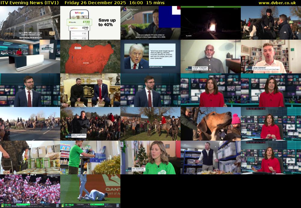 ITV Evening News (ITV1) Friday 26 December 2025 16:00 - 16:15