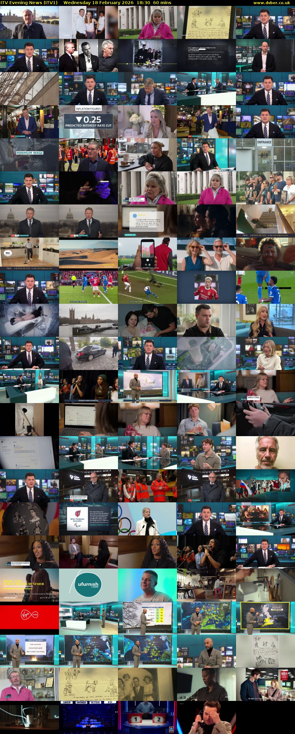 ITV Evening News (ITV1) Wednesday 18 February 2026 18:30 - 19:30