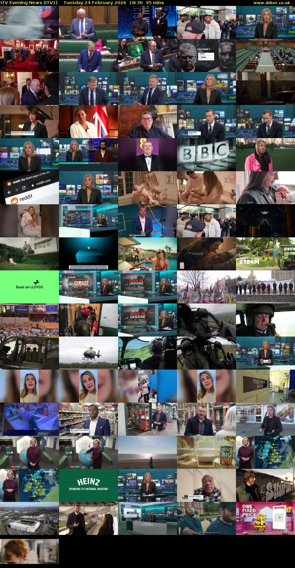 ITV Evening News (ITV1) Tuesday 24 February 2026 18:30 - 19:15