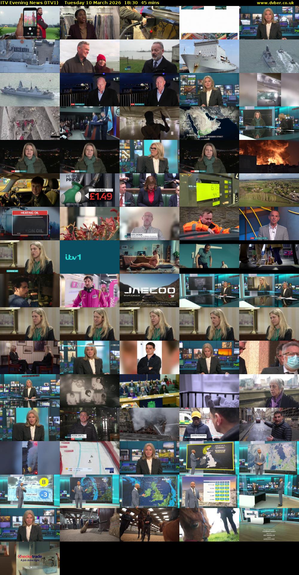 ITV Evening News (ITV1) Tuesday 10 March 2026 18:30 - 19:15