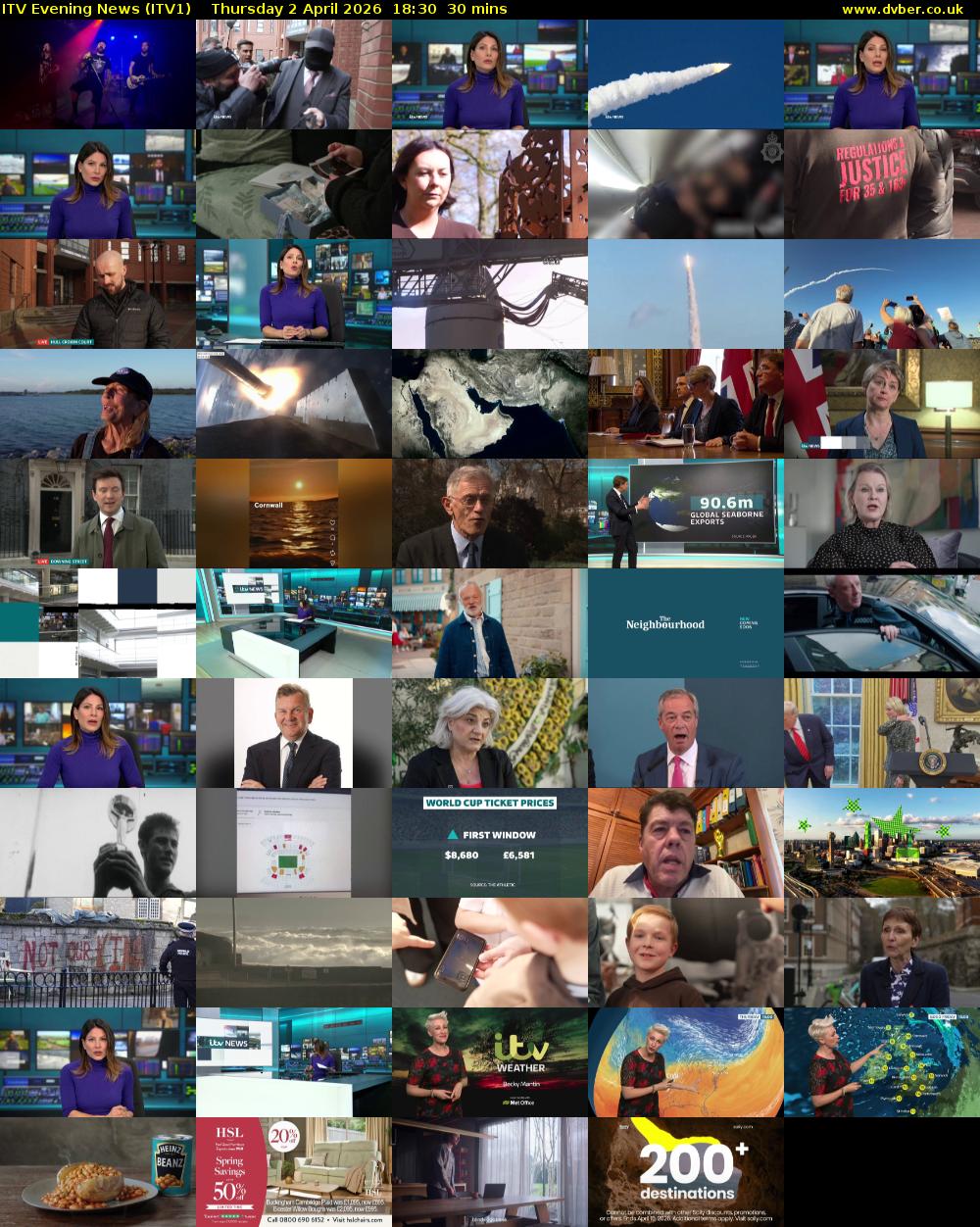 ITV Evening News (ITV1) Thursday 2 April 2026 18:30 - 19:00