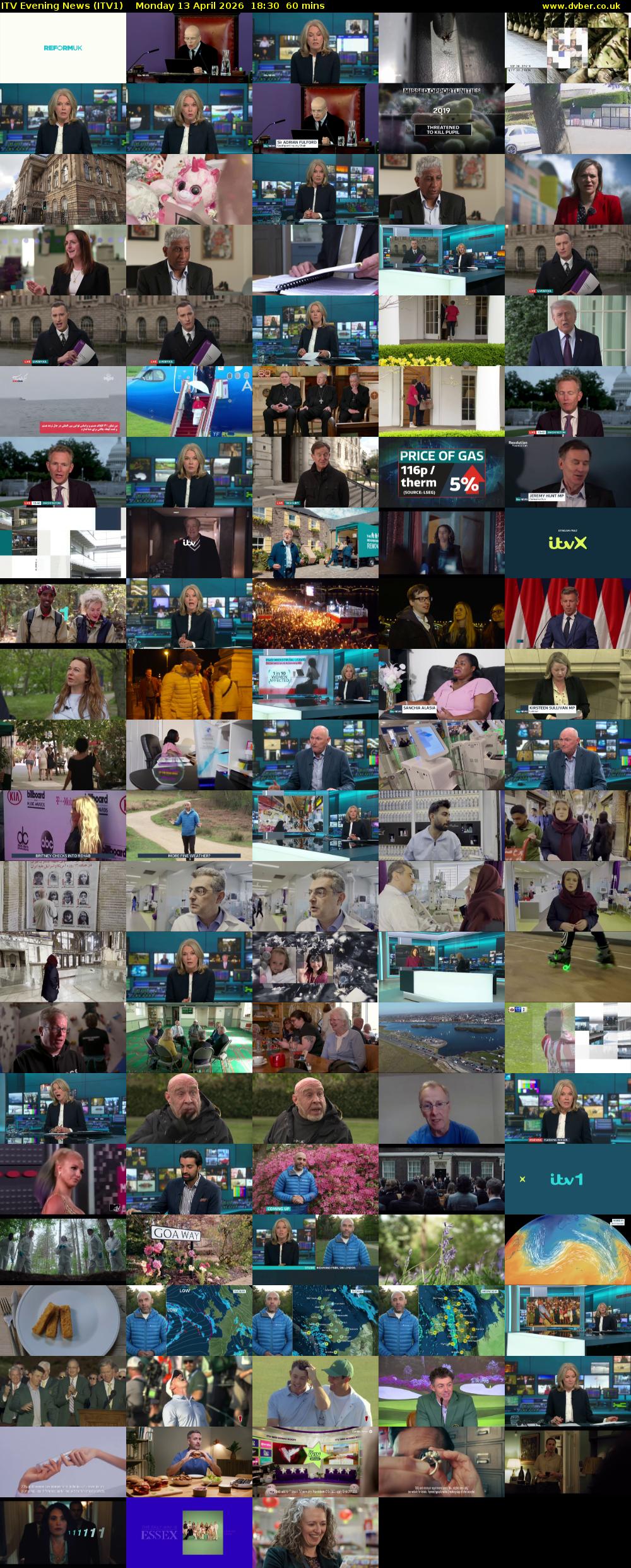 ITV Evening News (ITV1) Monday 13 April 2026 18:30 - 19:30
