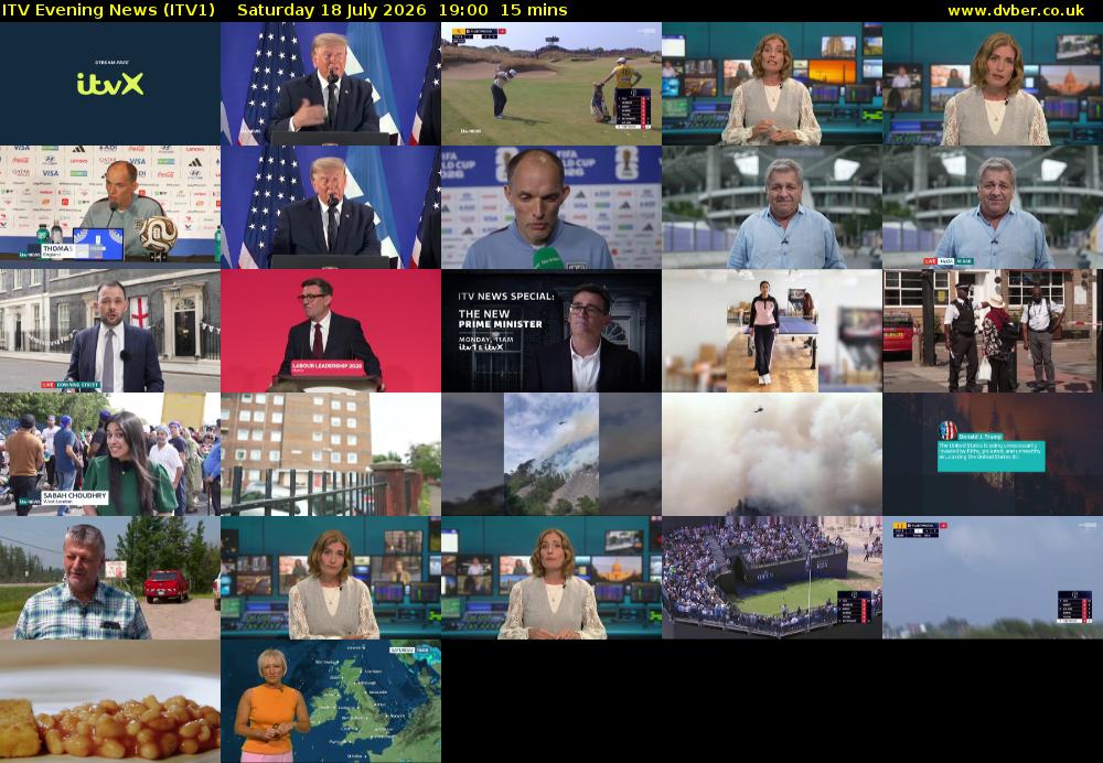 ITV Evening News (ITV1) Saturday 18 July 2026 19:00 - 19:15