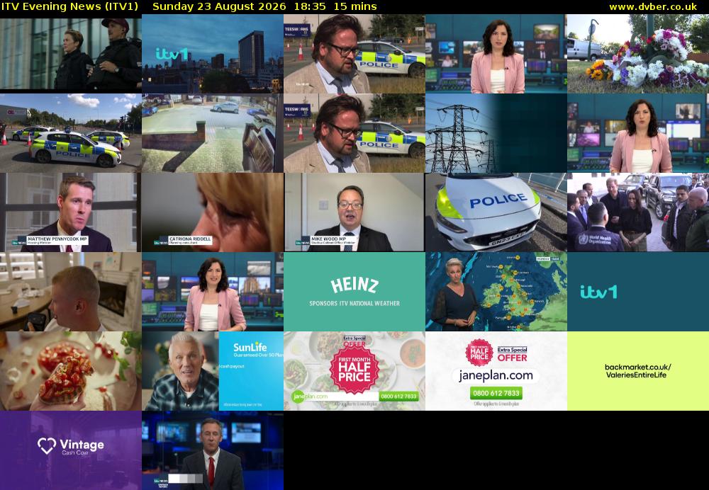 ITV Evening News (ITV1) Sunday 23 August 2026 18:35 - 18:50