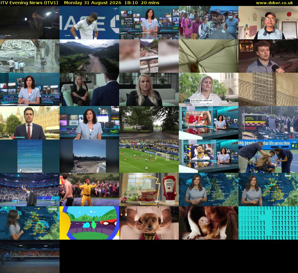 ITV Evening News (ITV1) Monday 31 August 2026 18:10 - 18:30