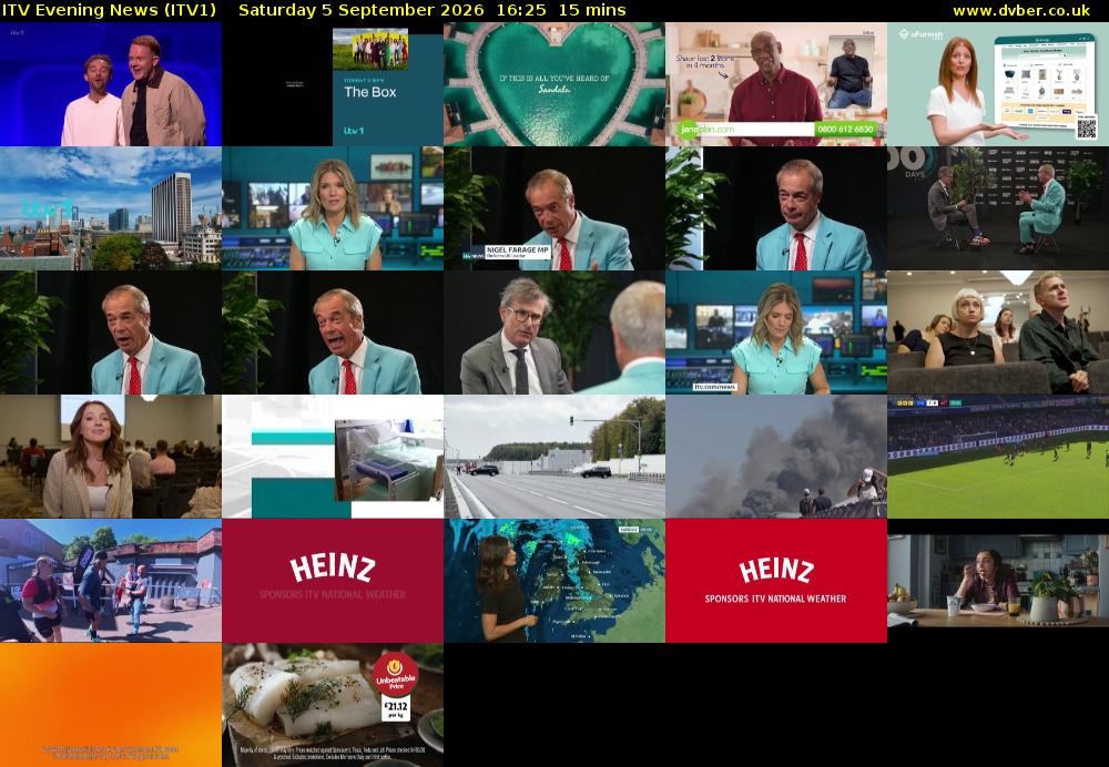 ITV Evening News (ITV1) Saturday 5 September 2026 16:25 - 16:40