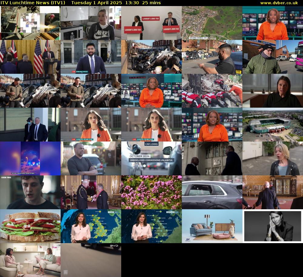 ITV Lunchtime News (ITV1) Tuesday 1 April 2025 13:30 - 13:55