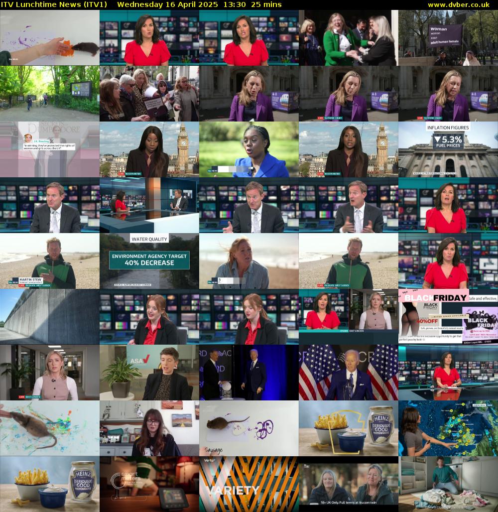 ITV Lunchtime News (ITV1) Wednesday 16 April 2025 13:30 - 13:55