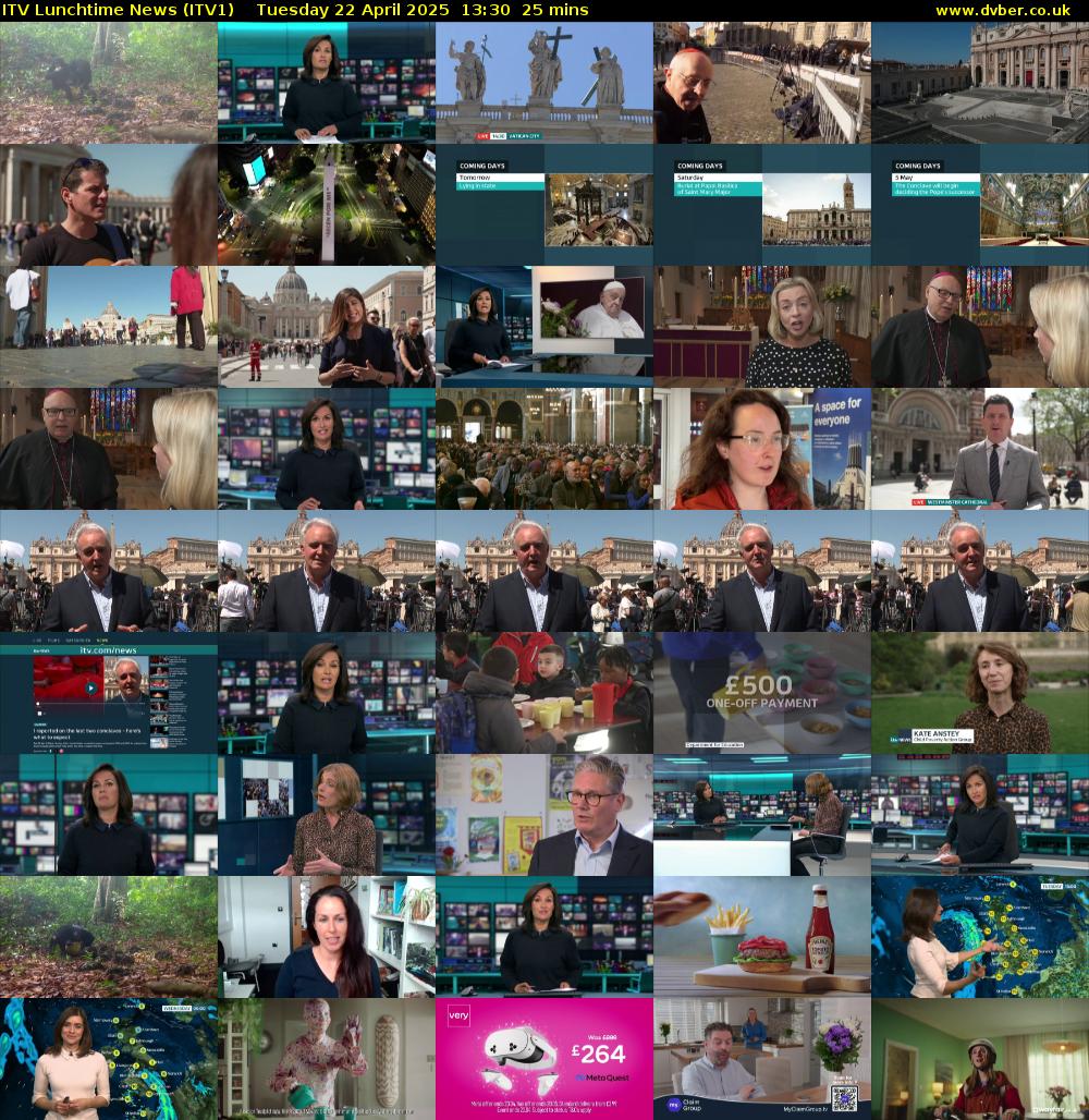 ITV Lunchtime News (ITV1) Tuesday 22 April 2025 13:30 - 13:55