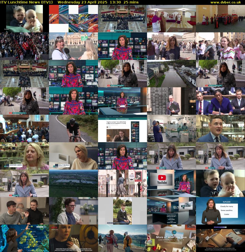 ITV Lunchtime News (ITV1) Wednesday 23 April 2025 13:30 - 13:55