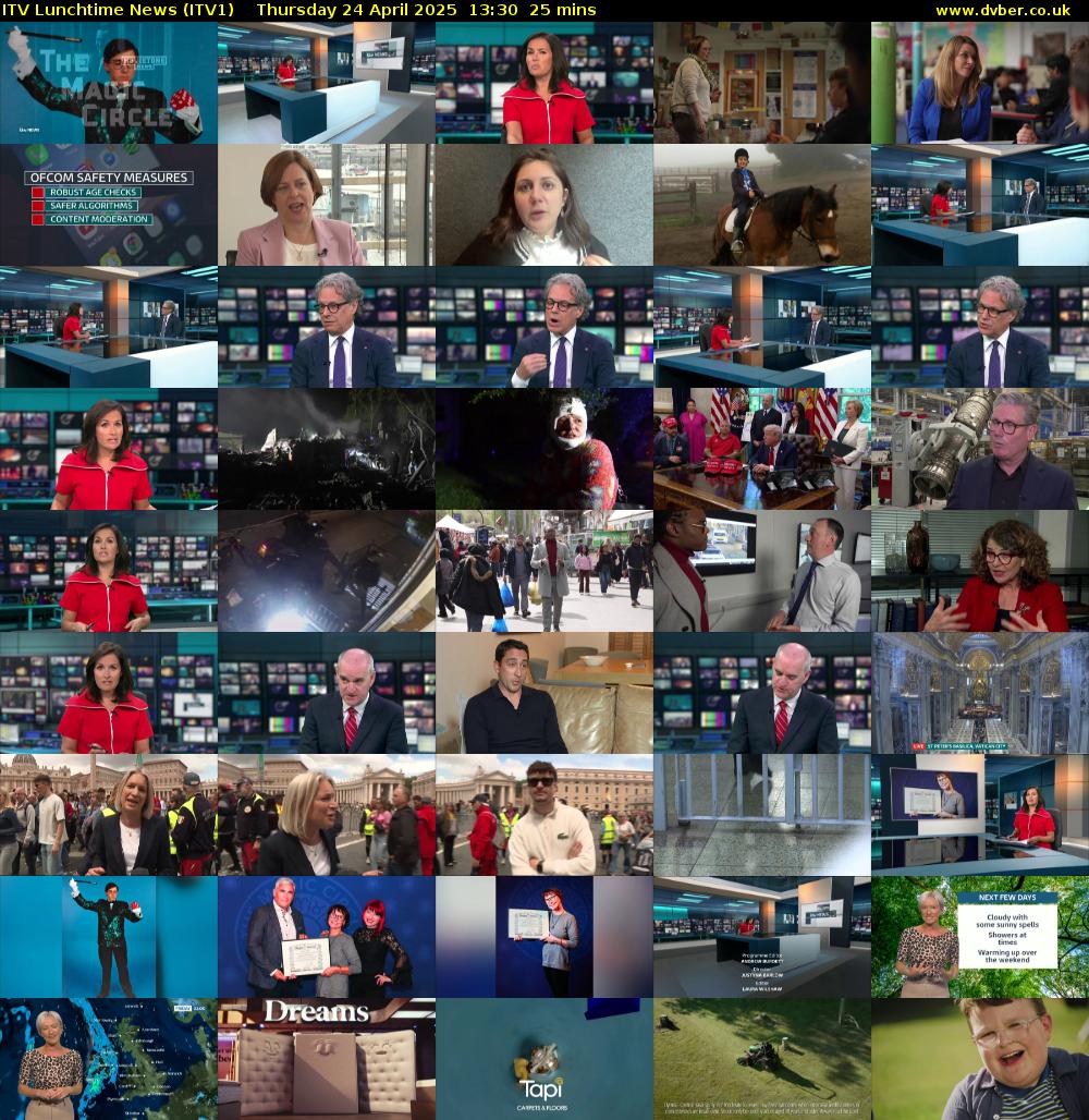 ITV Lunchtime News (ITV1) Thursday 24 April 2025 13:30 - 13:55