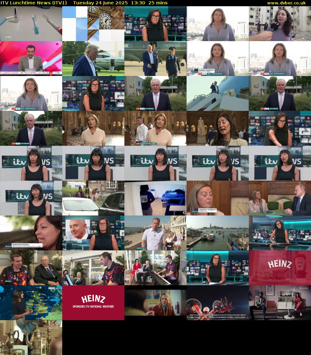 ITV Lunchtime News (ITV1) Tuesday 24 June 2025 13:30 - 13:55