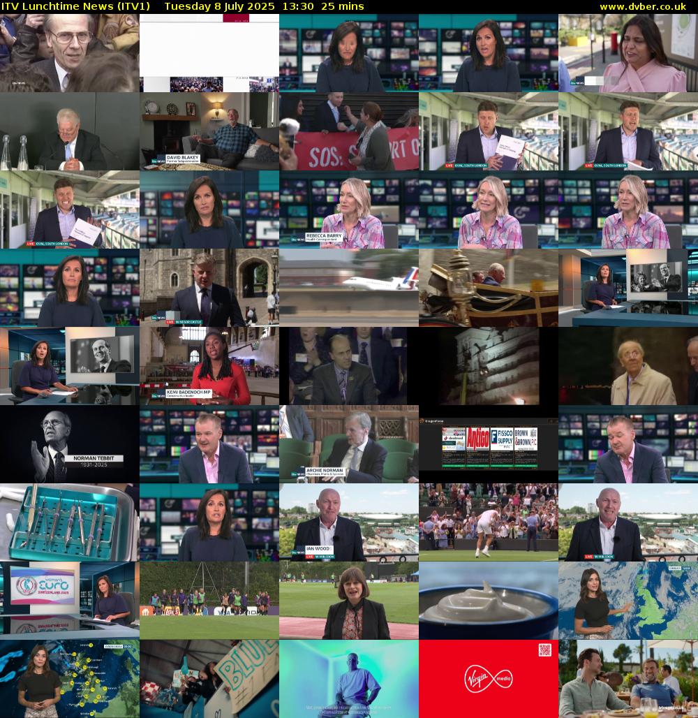 ITV Lunchtime News (ITV1) Tuesday 8 July 2025 13:30 - 13:55