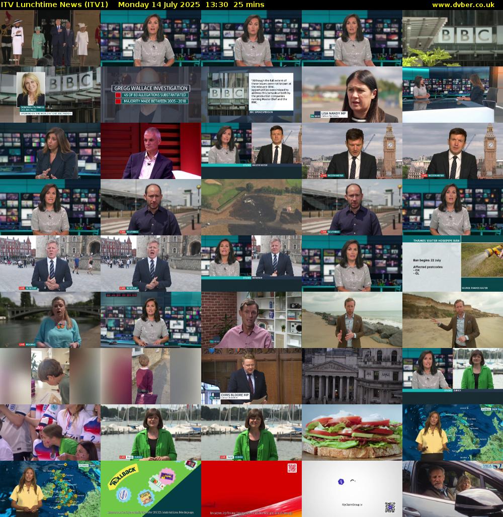 ITV Lunchtime News (ITV1) Monday 14 July 2025 13:30 - 13:55
