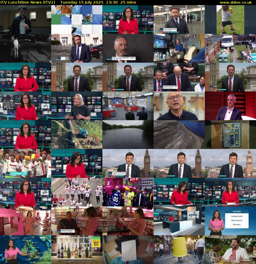 ITV Lunchtime News (ITV1) Tuesday 15 July 2025 13:30 - 13:55