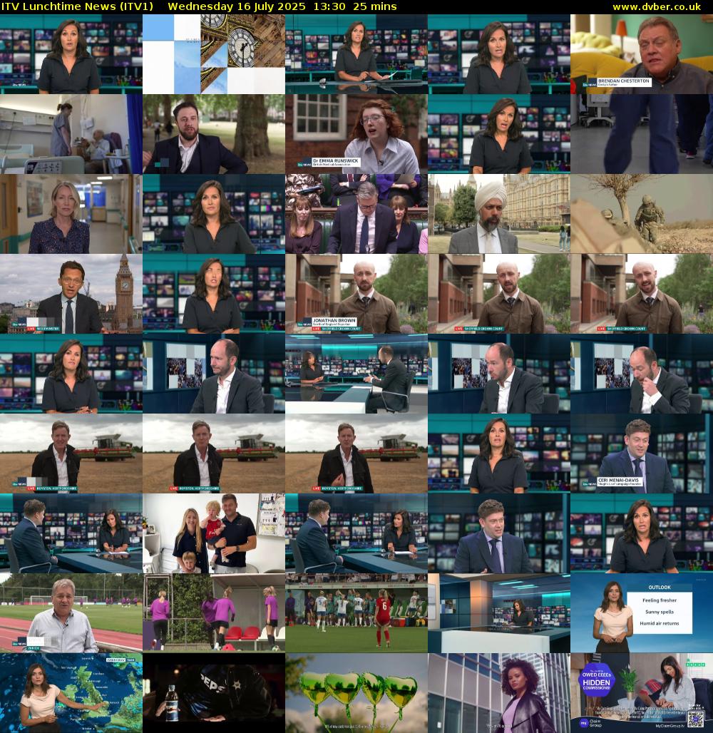 ITV Lunchtime News (ITV1) Wednesday 16 July 2025 13:30 - 13:55