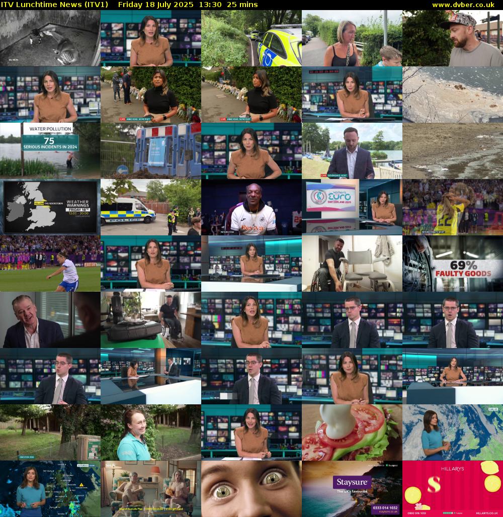 ITV Lunchtime News (ITV1) Friday 18 July 2025 13:30 - 13:55