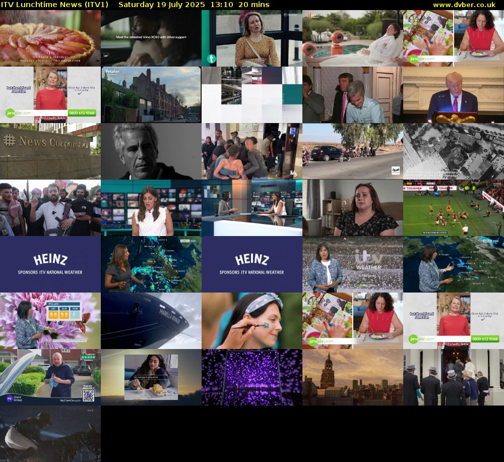 ITV Lunchtime News (ITV1) Saturday 19 July 2025 13:10 - 13:30