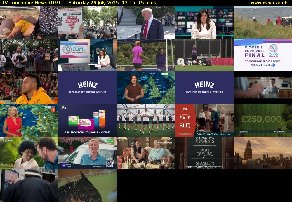 ITV Lunchtime News (ITV1) Saturday 26 July 2025 13:15 - 13:30