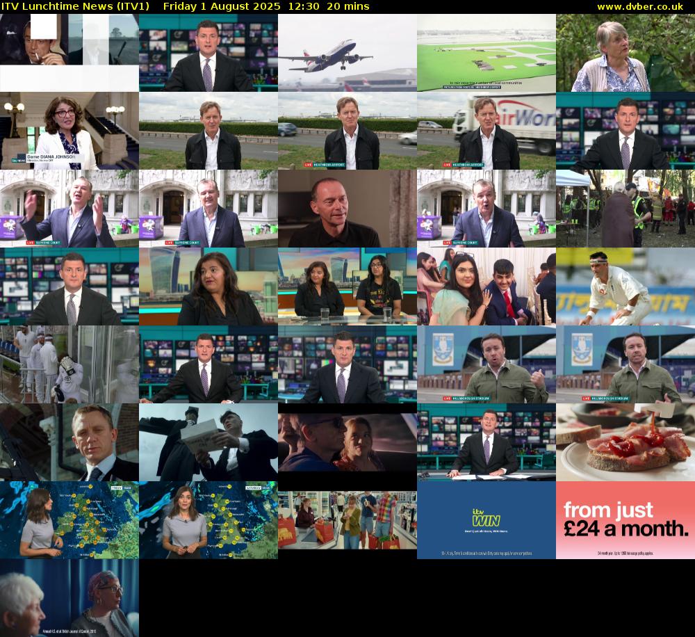 ITV Lunchtime News (ITV1) Friday 1 August 2025 12:30 - 12:50