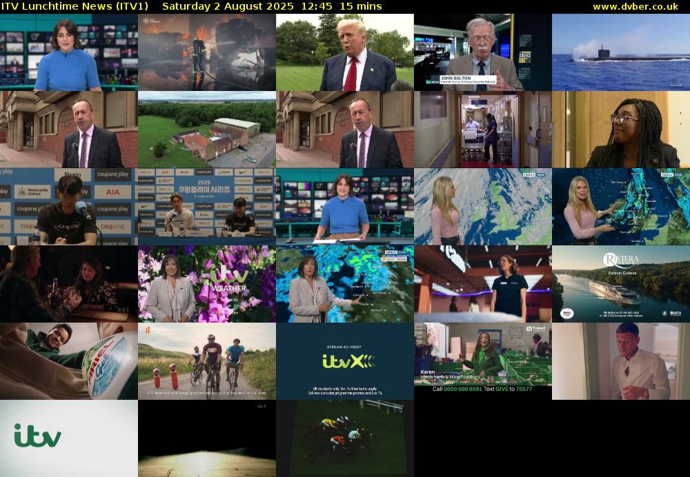 ITV Lunchtime News (ITV1) Saturday 2 August 2025 12:45 - 13:00