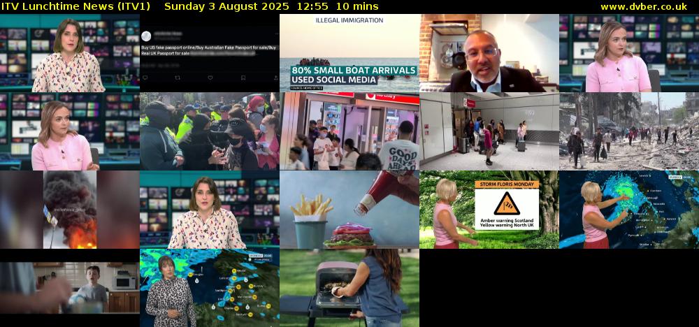 ITV Lunchtime News (ITV1) Sunday 3 August 2025 12:55 - 13:05