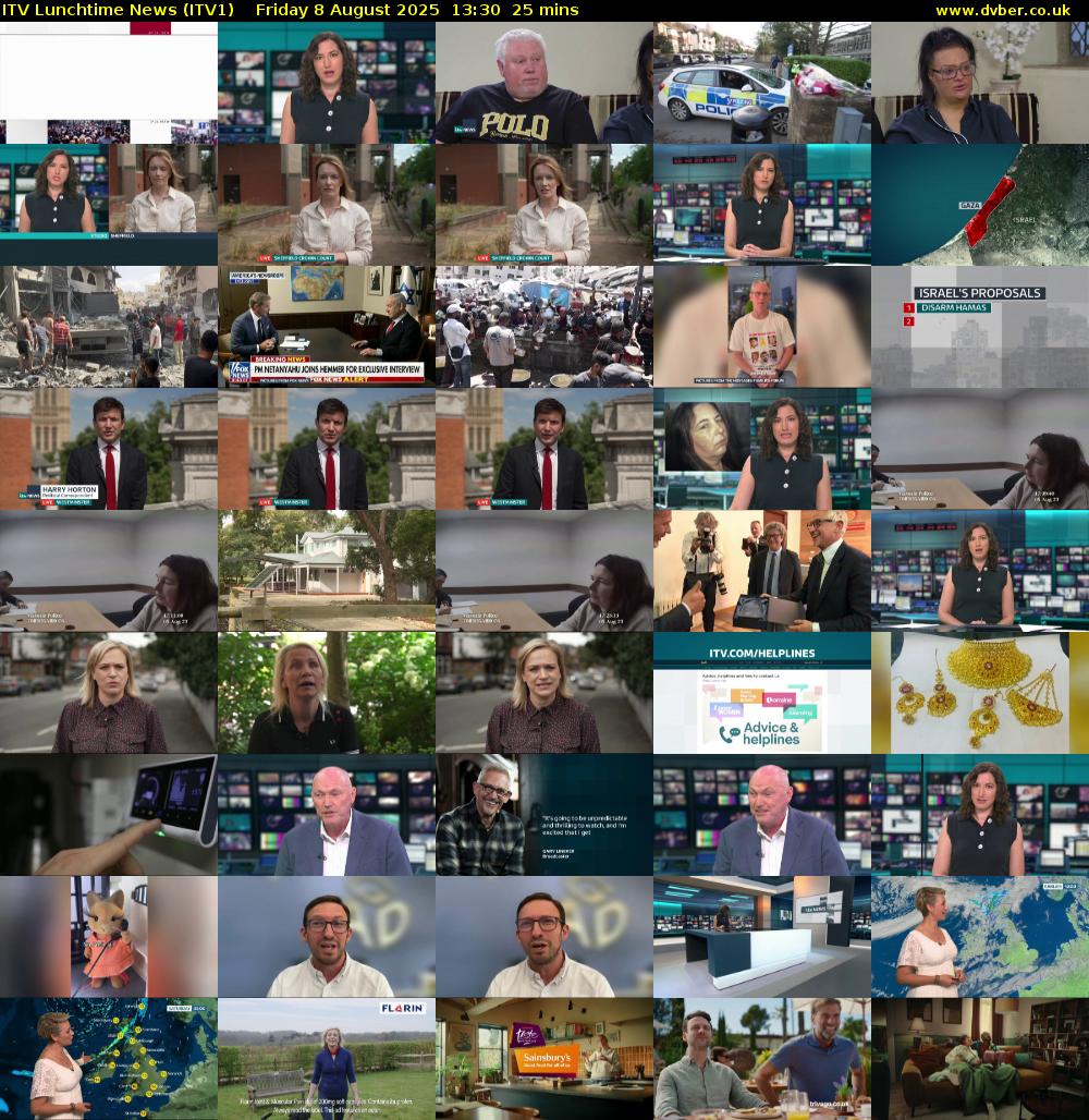 ITV Lunchtime News (ITV1) Friday 8 August 2025 13:30 - 13:55