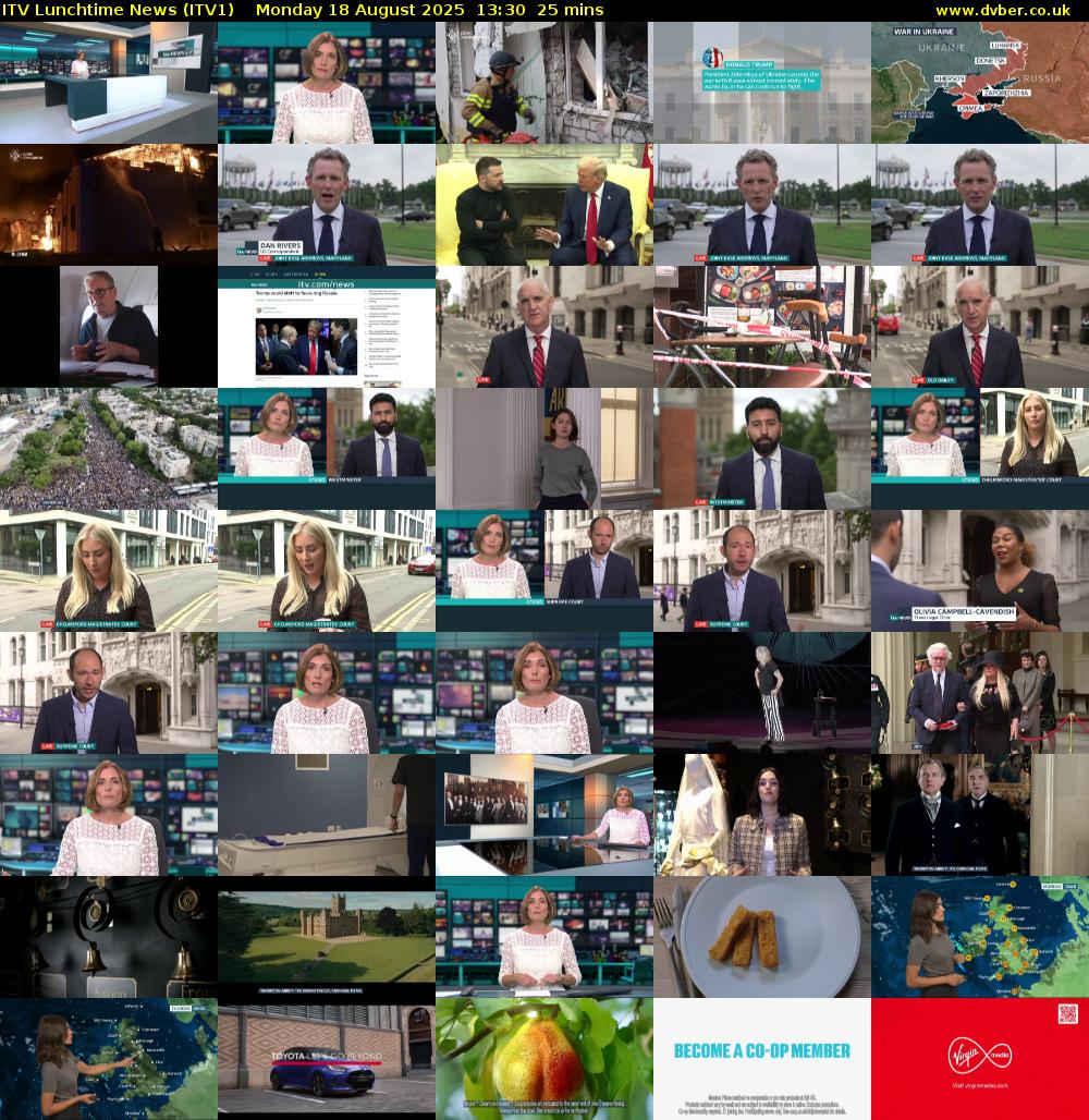 ITV Lunchtime News (ITV1) Monday 18 August 2025 13:30 - 13:55