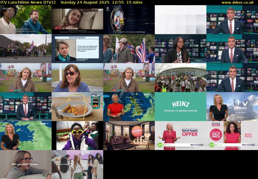 ITV Lunchtime News (ITV1) Sunday 24 August 2025 12:55 - 13:10