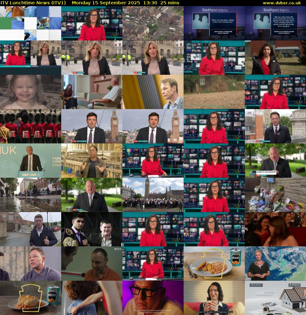 ITV Lunchtime News (ITV1) Monday 15 September 2025 13:30 - 13:55