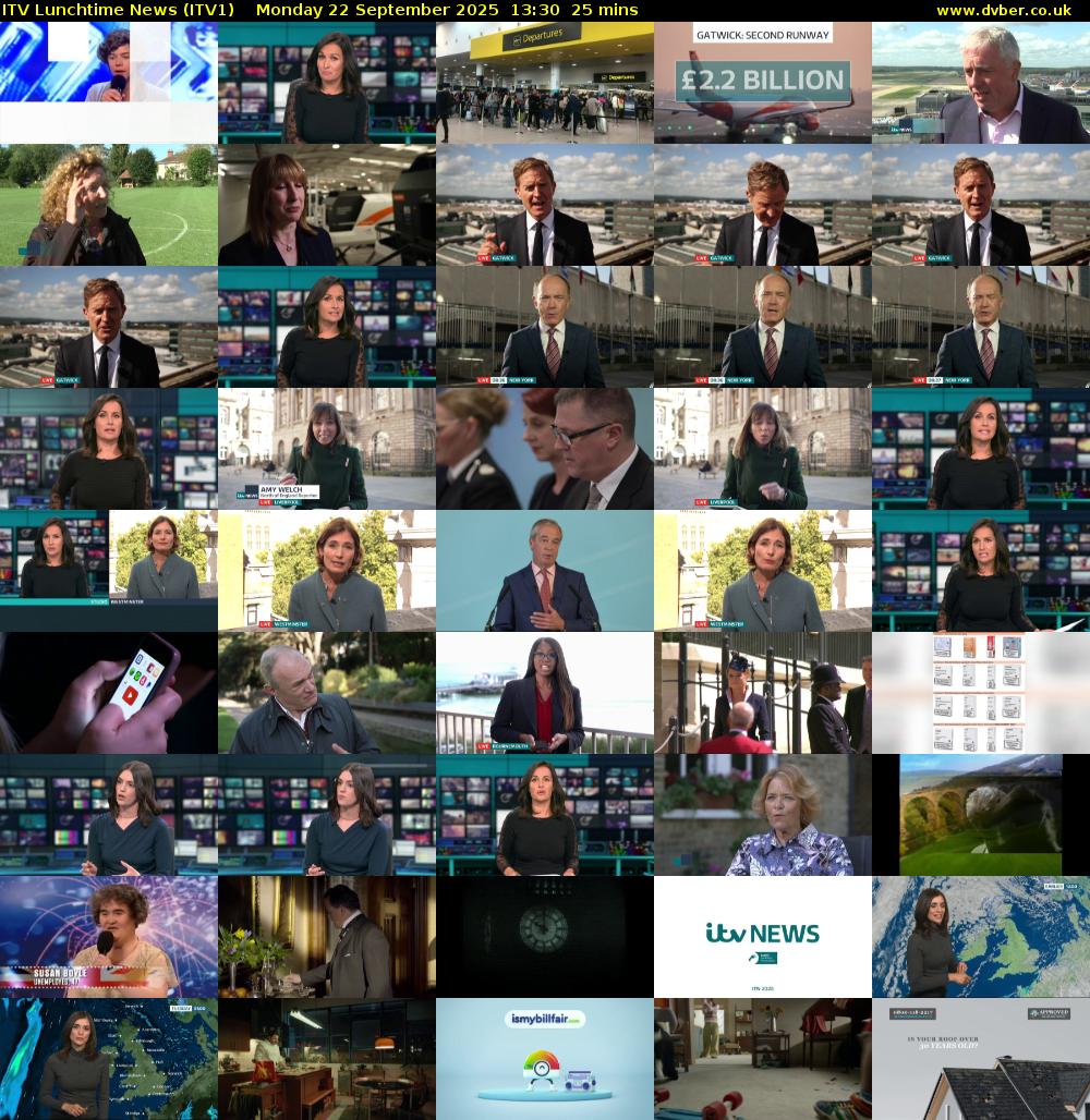 ITV Lunchtime News (ITV1) Monday 22 September 2025 13:30 - 13:55