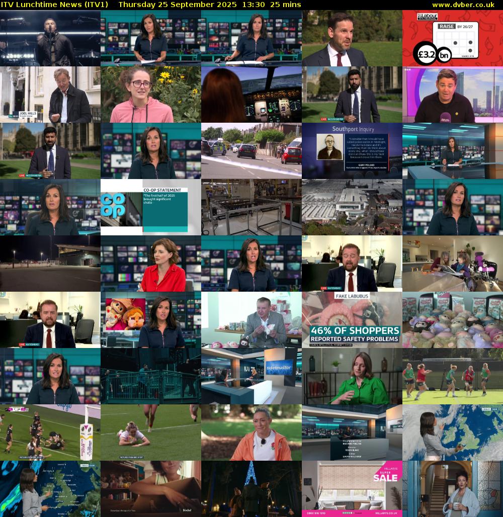 ITV Lunchtime News (ITV1) Thursday 25 September 2025 13:30 - 13:55