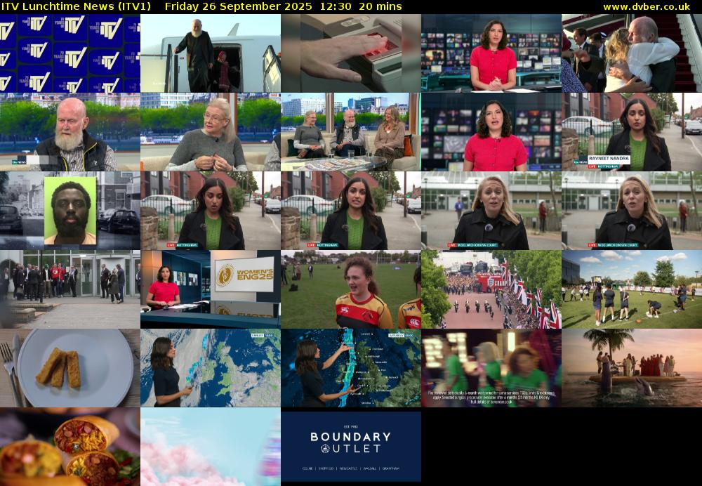 ITV Lunchtime News (ITV1) Friday 26 September 2025 12:30 - 12:50