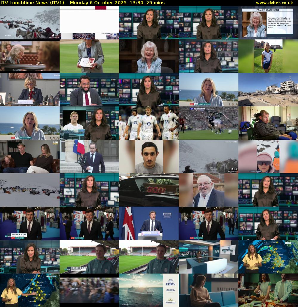 ITV Lunchtime News (ITV1) Monday 6 October 2025 13:30 - 13:55