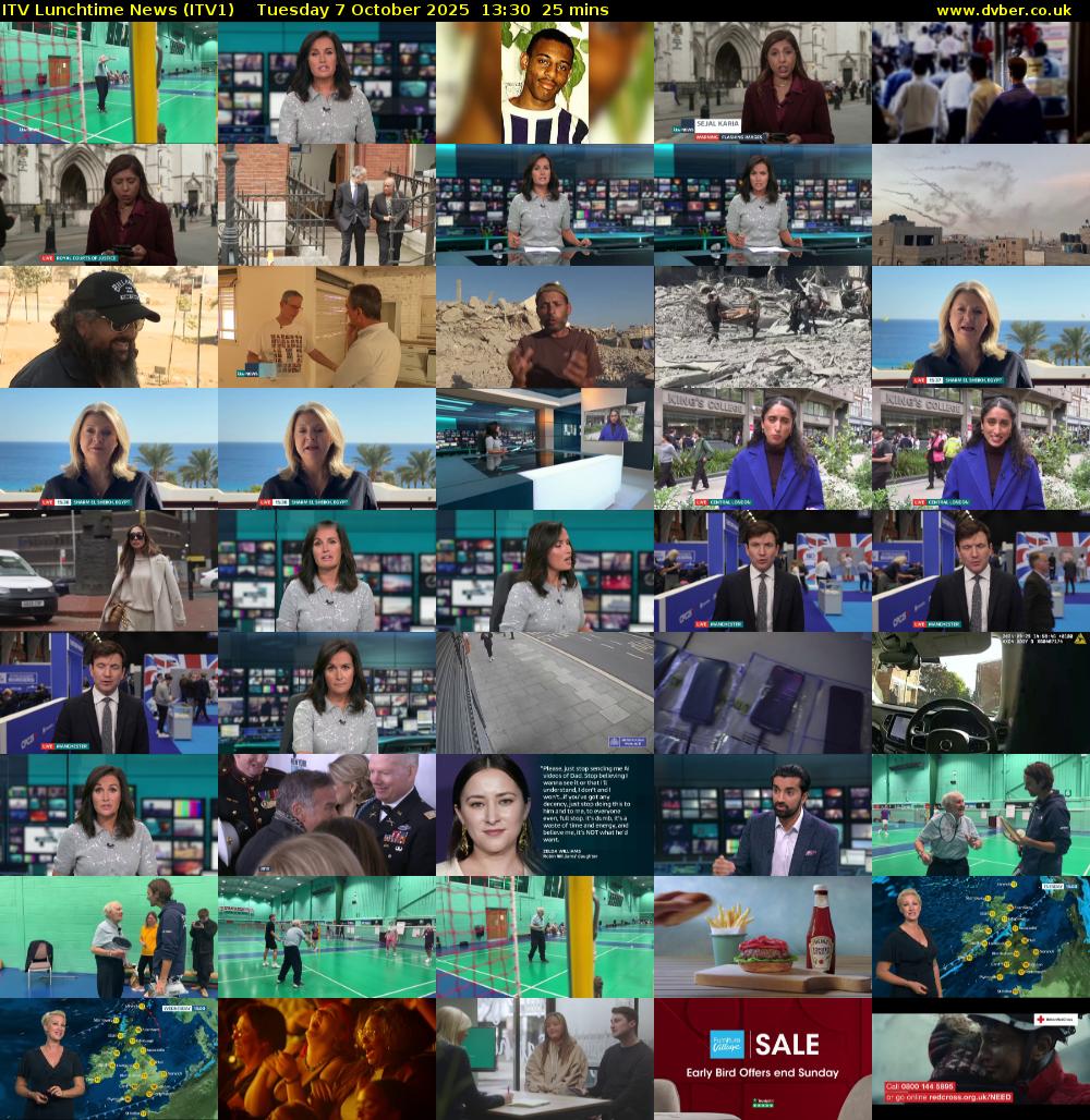 ITV Lunchtime News (ITV1) Tuesday 7 October 2025 13:30 - 13:55