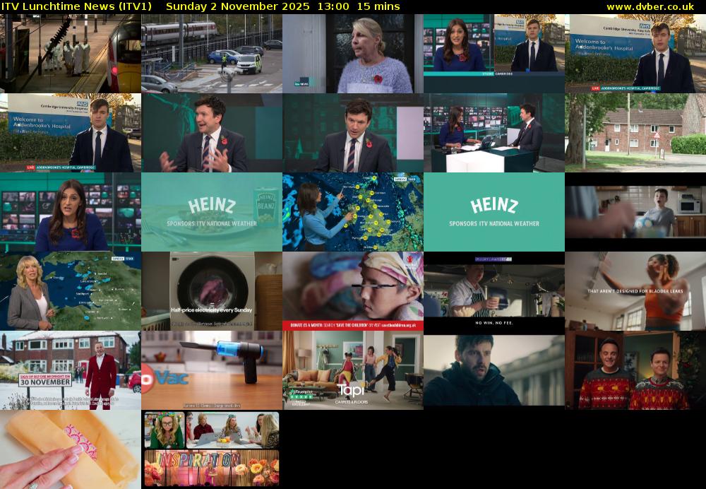 ITV Lunchtime News (ITV1) Sunday 2 November 2025 13:00 - 13:15