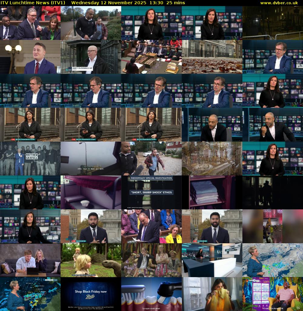 ITV Lunchtime News (ITV1) Wednesday 12 November 2025 13:30 - 13:55