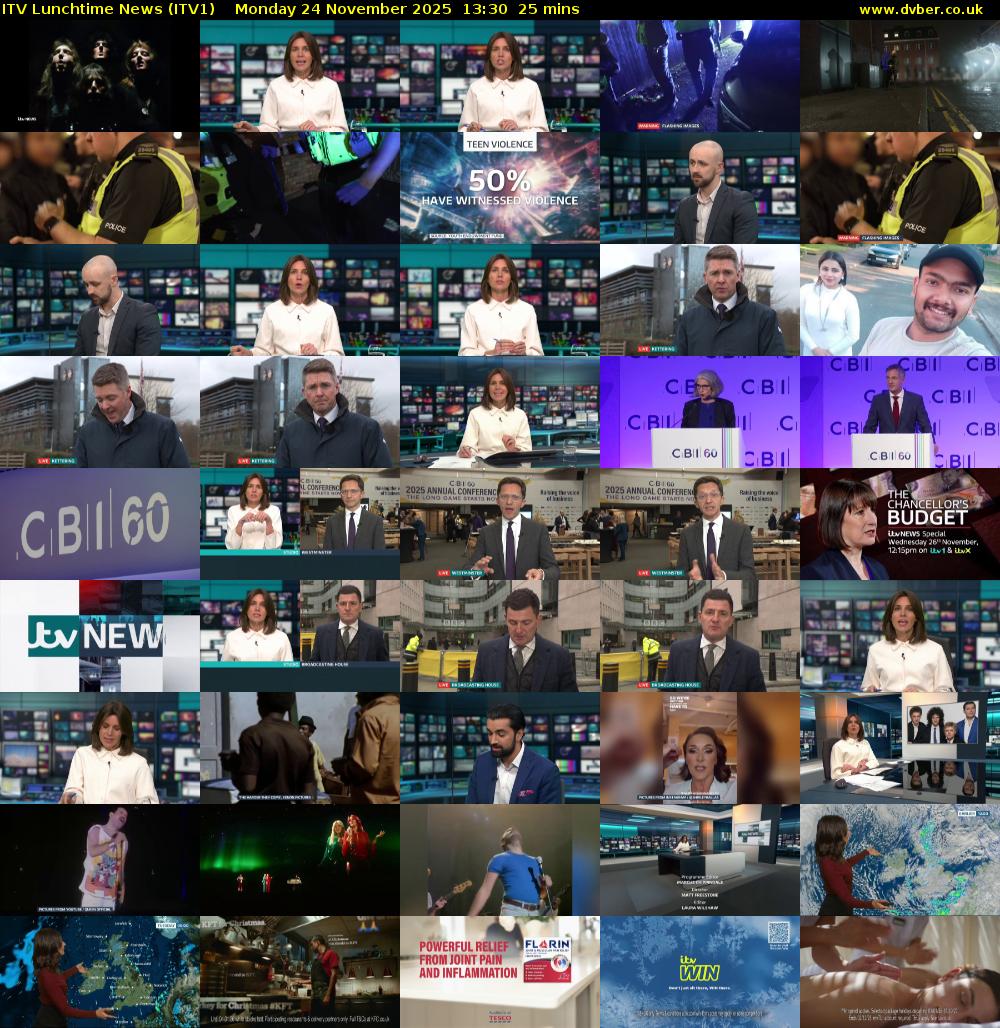 ITV Lunchtime News (ITV1) Monday 24 November 2025 13:30 - 13:55
