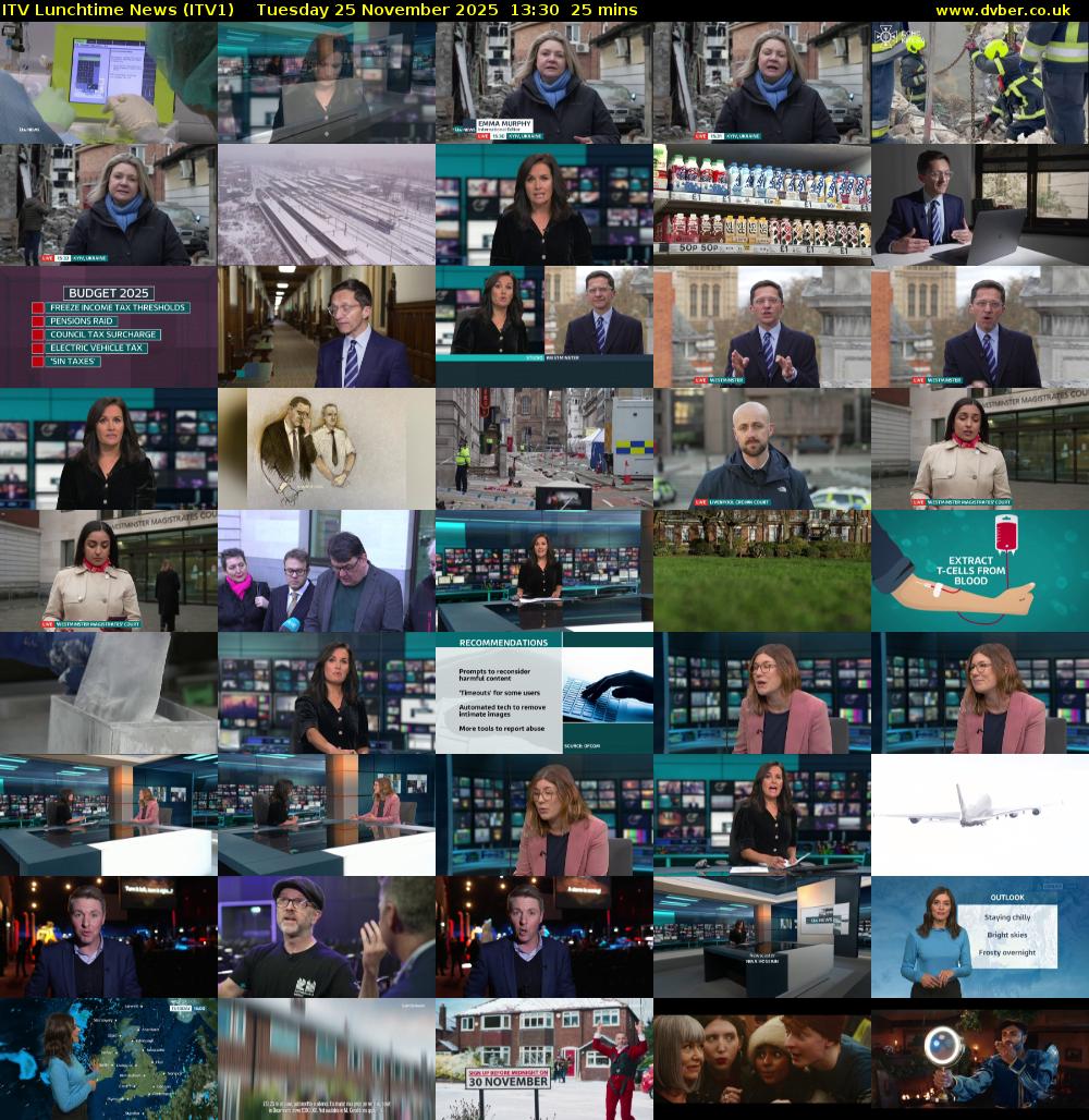 ITV Lunchtime News (ITV1) Tuesday 25 November 2025 13:30 - 13:55