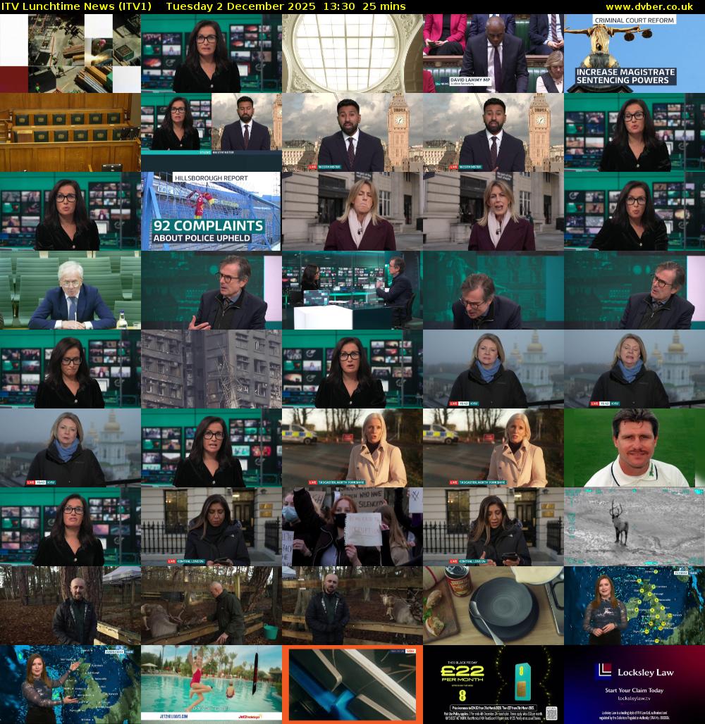 ITV Lunchtime News (ITV1) Tuesday 2 December 2025 13:30 - 13:55