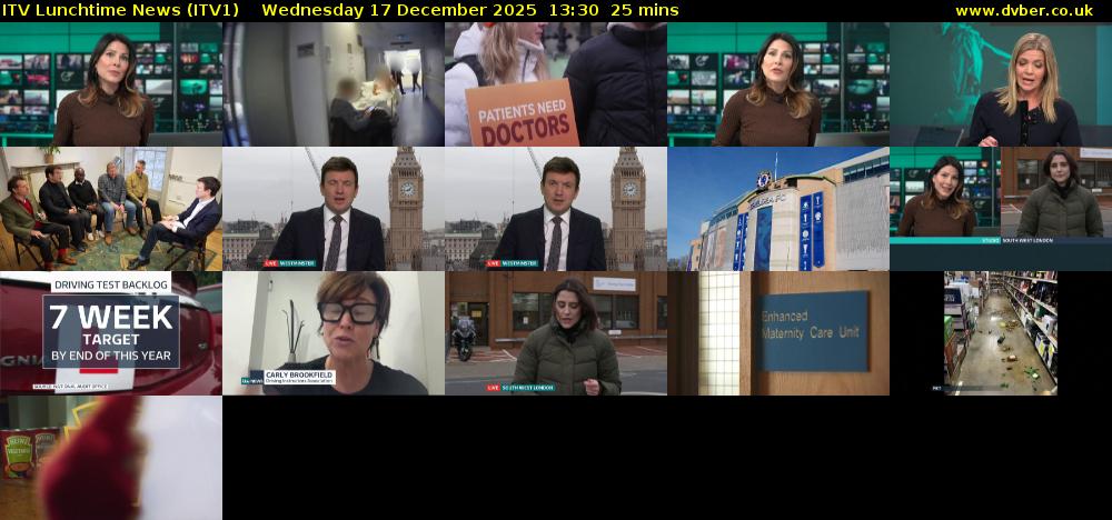 ITV Lunchtime News (ITV1) Wednesday 17 December 2025 13:30 - 13:55