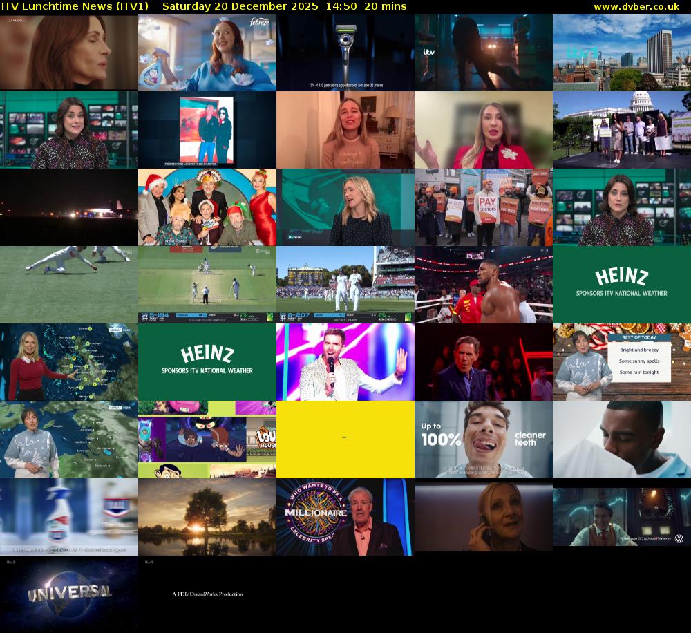 ITV Lunchtime News (ITV1) Saturday 20 December 2025 14:50 - 15:10