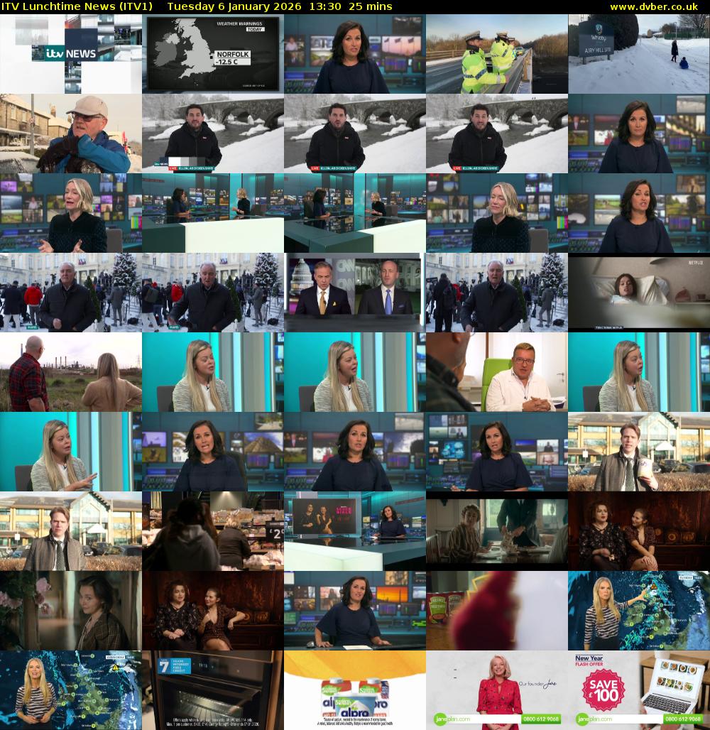 ITV Lunchtime News (ITV1) Tuesday 6 January 2026 13:30 - 13:55