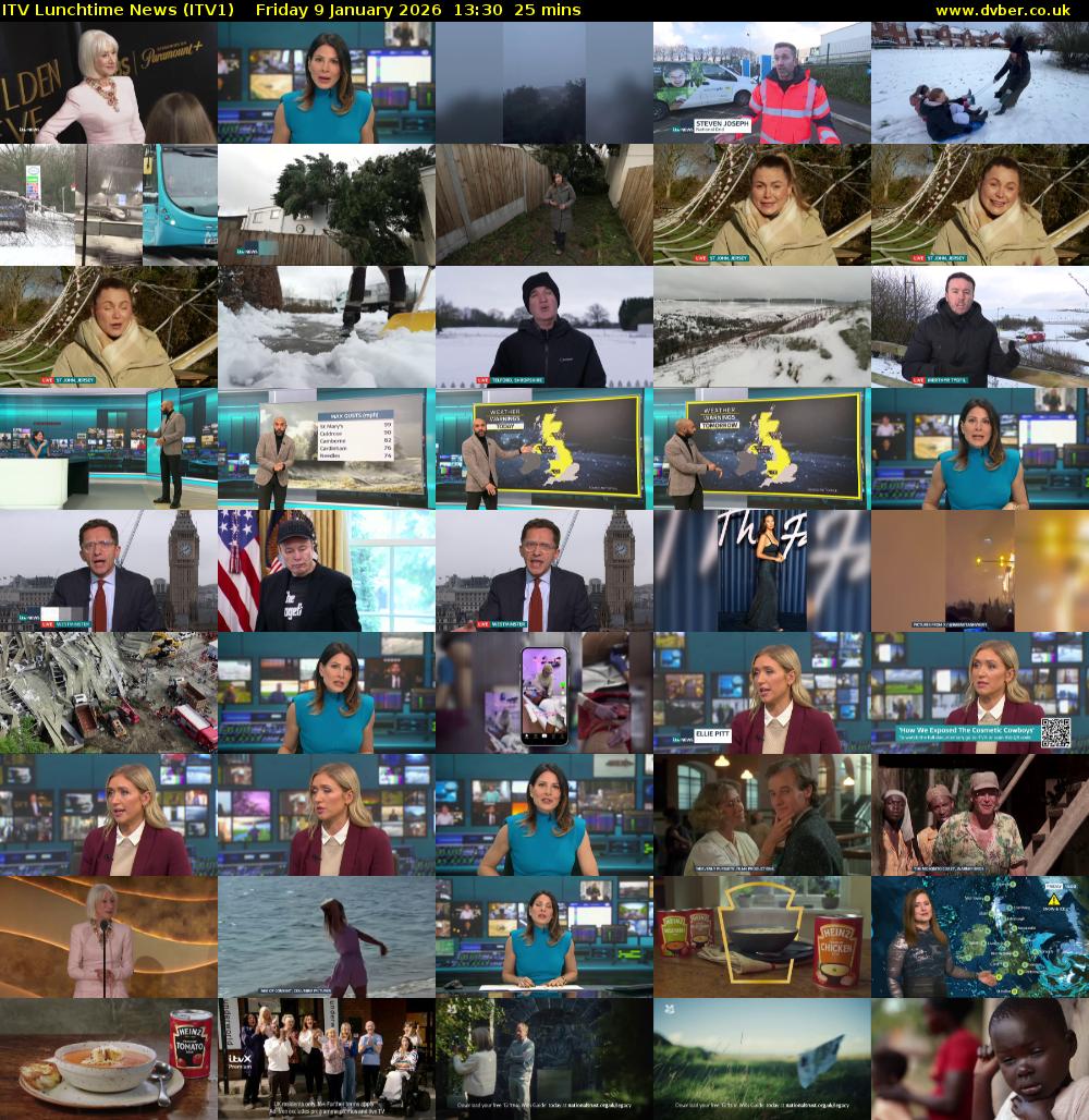 ITV Lunchtime News (ITV1) Friday 9 January 2026 13:30 - 13:55