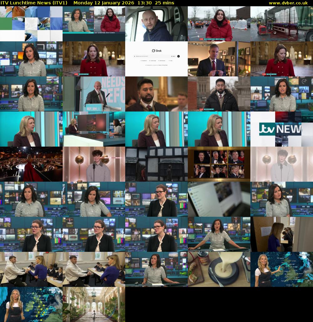 ITV Lunchtime News (ITV1) Monday 12 January 2026 13:30 - 13:55