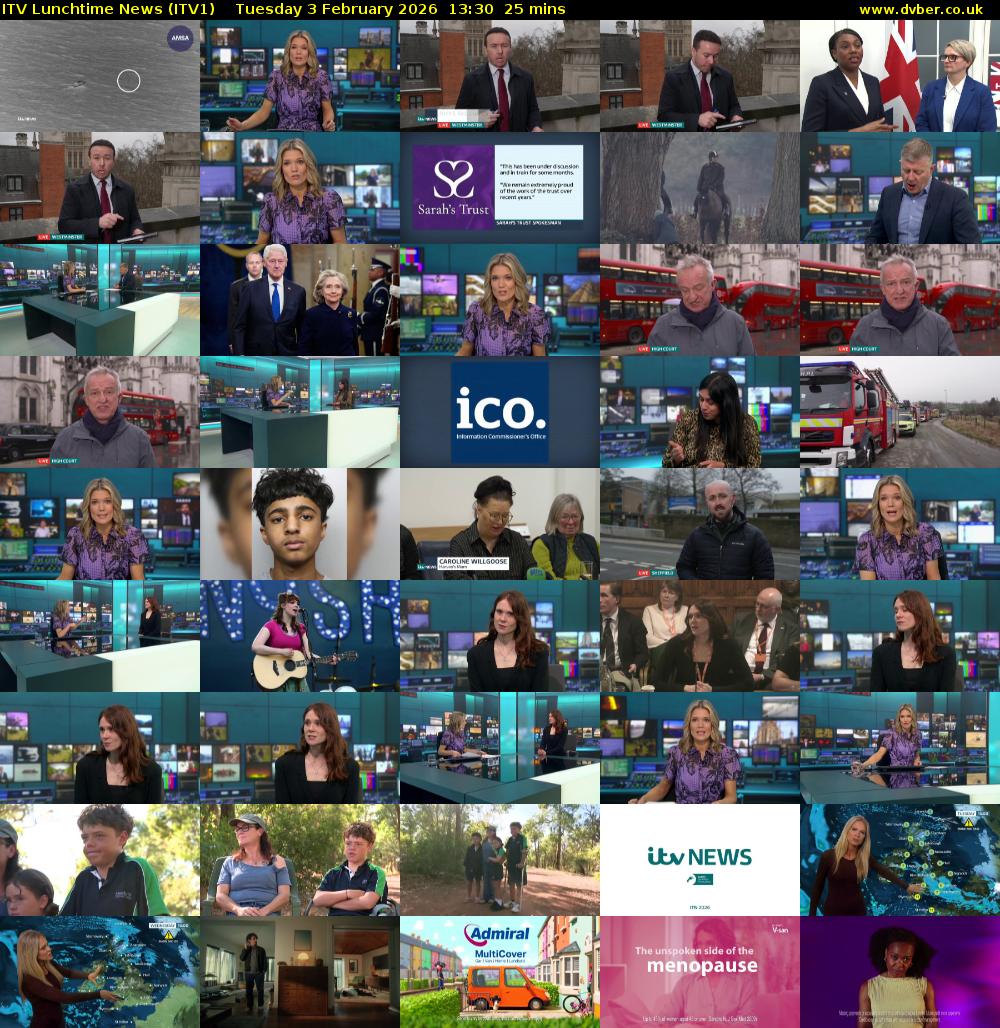 ITV Lunchtime News (ITV1) Tuesday 3 February 2026 13:30 - 13:55