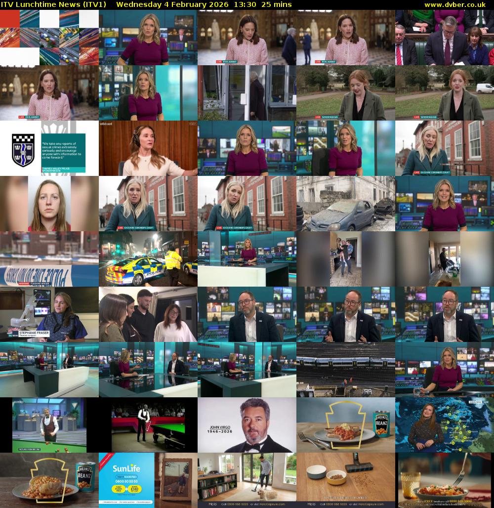 ITV Lunchtime News (ITV1) Wednesday 4 February 2026 13:30 - 13:55