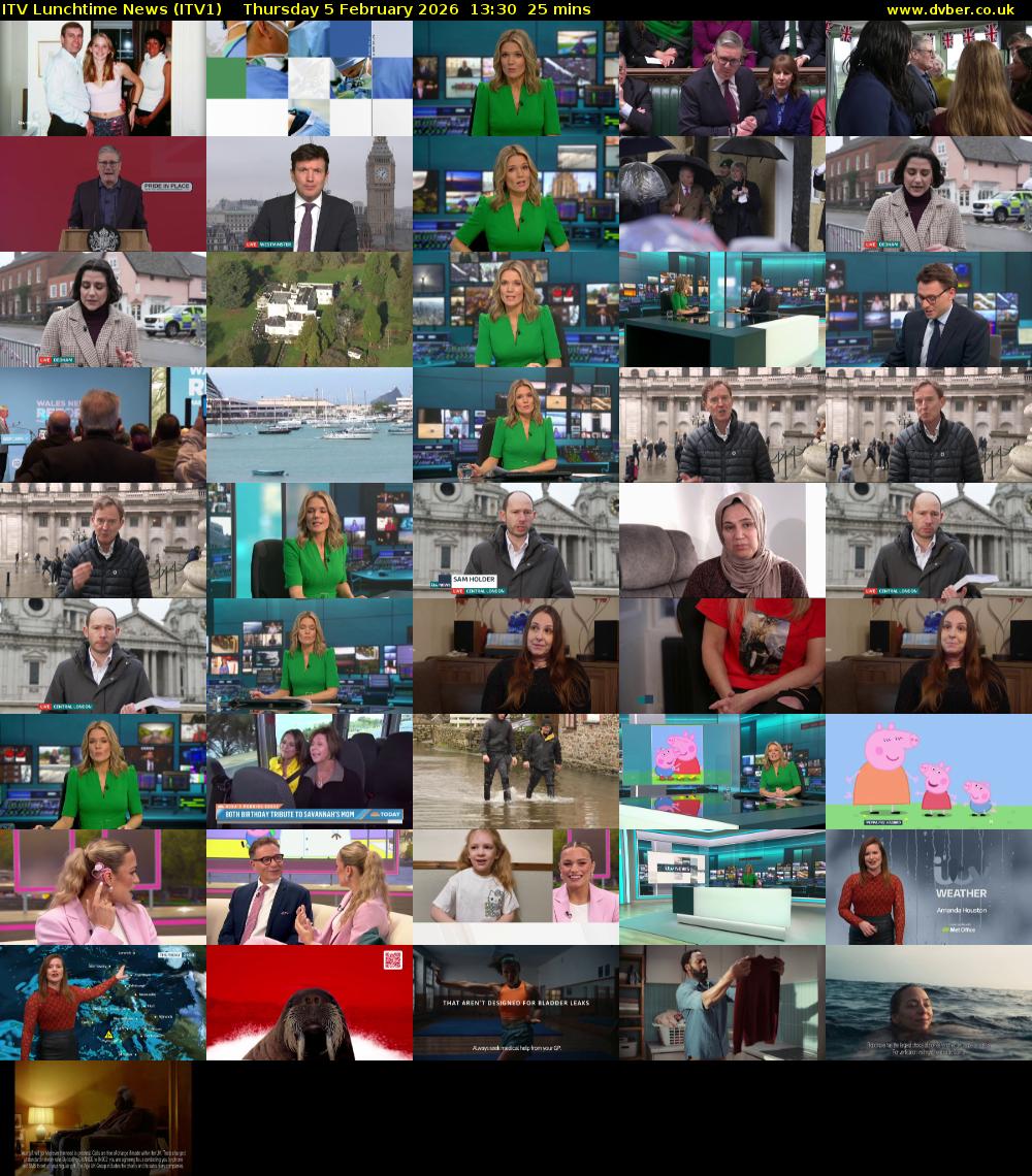 ITV Lunchtime News (ITV1) Thursday 5 February 2026 13:30 - 13:55